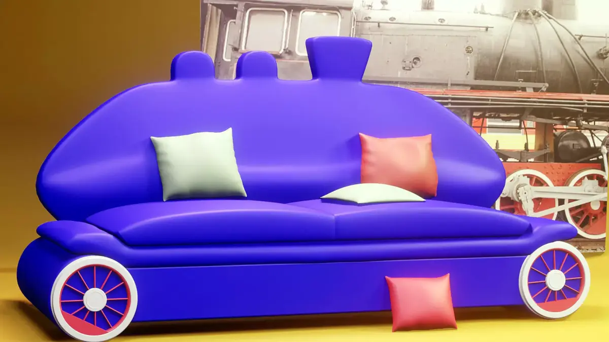 Sofa the steam lokomotive Low-poly 3D model