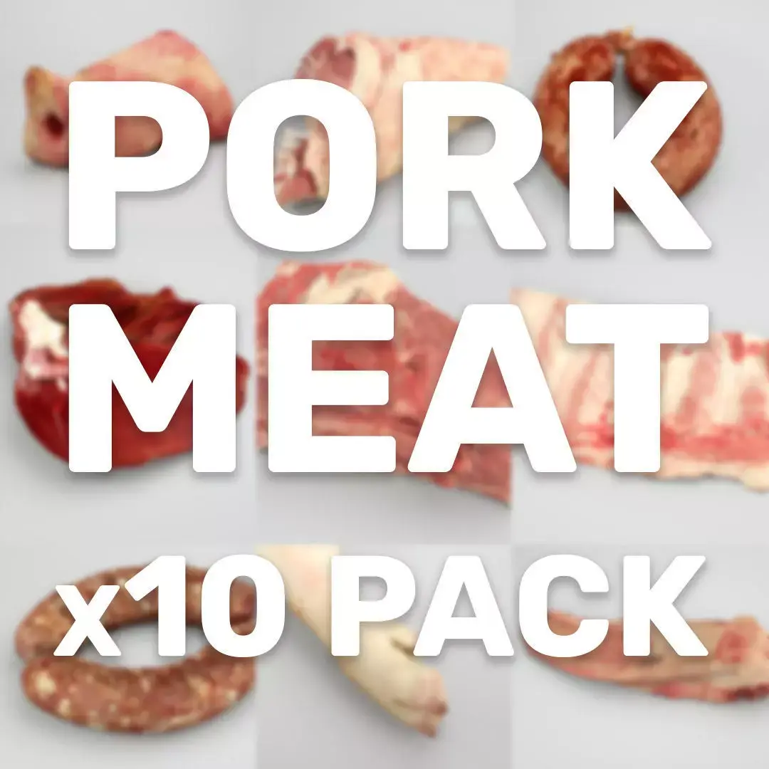 Raw Pork Parts - x10 Pack Low-poly 3D model