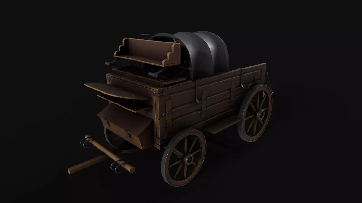 Horse-wagon old truck Low-poly 3D model