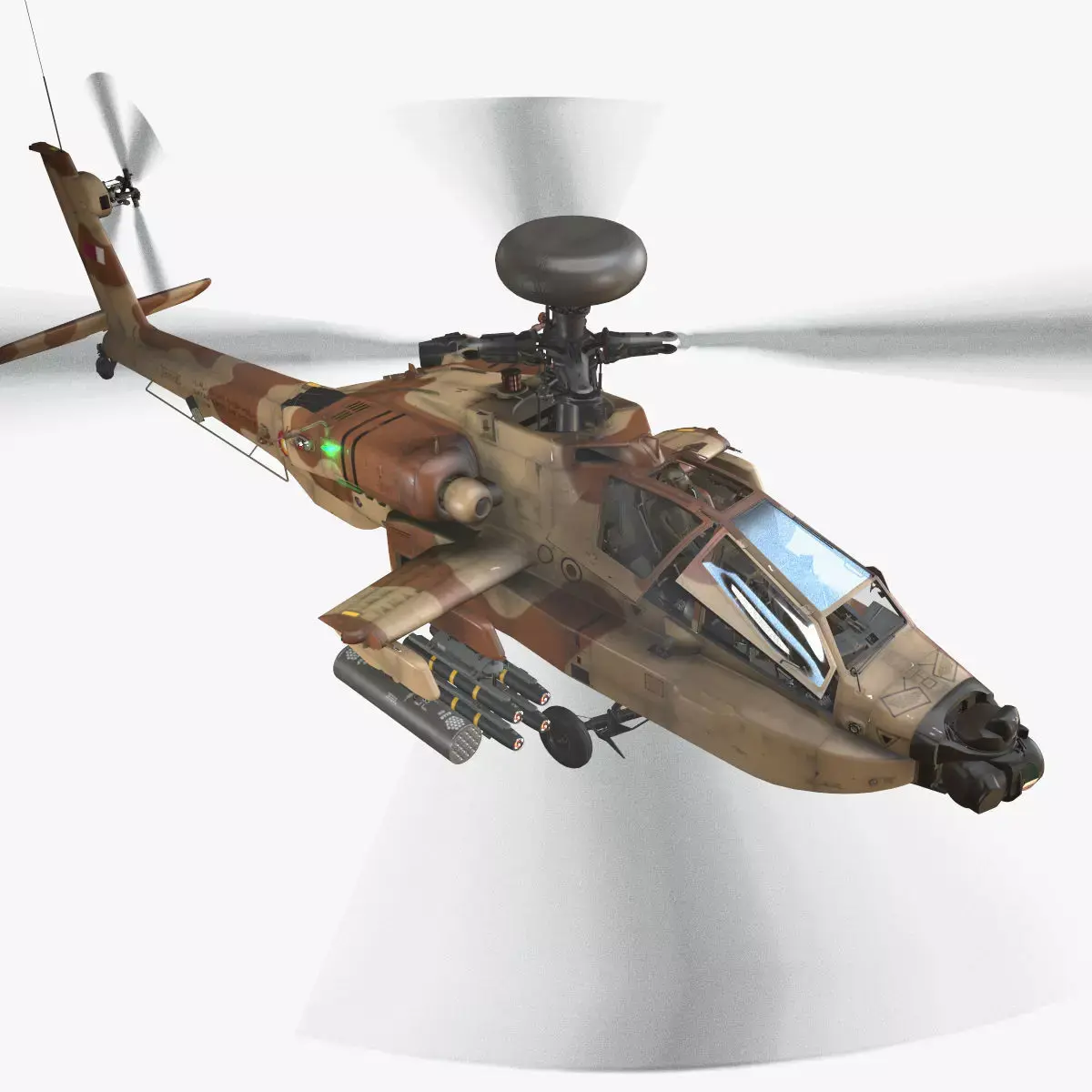 Apache AH-64E Qatar Emiri Air Force Complex Animation Low-poly 3D model