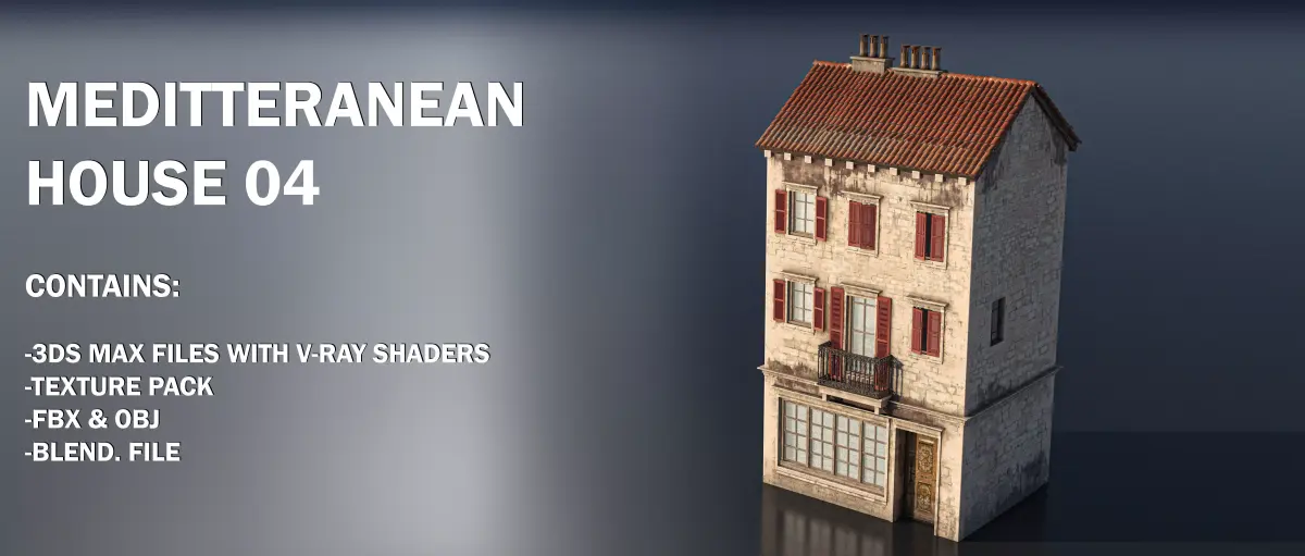 Mediterranean House 04 Low-poly 3D model
