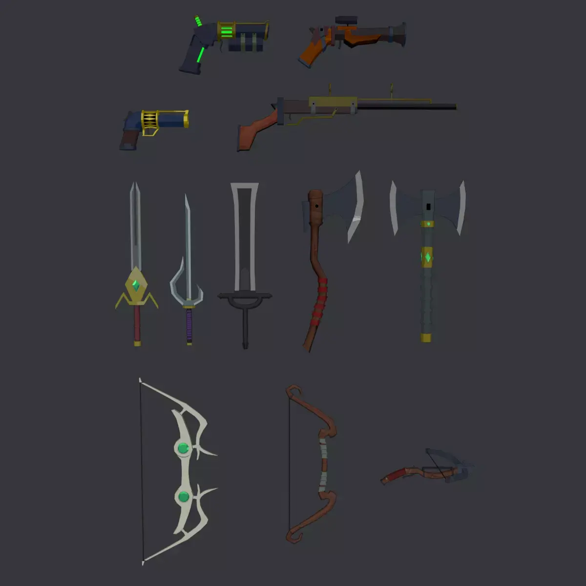 Stylized Weapons pack Low-poly 3D model buy