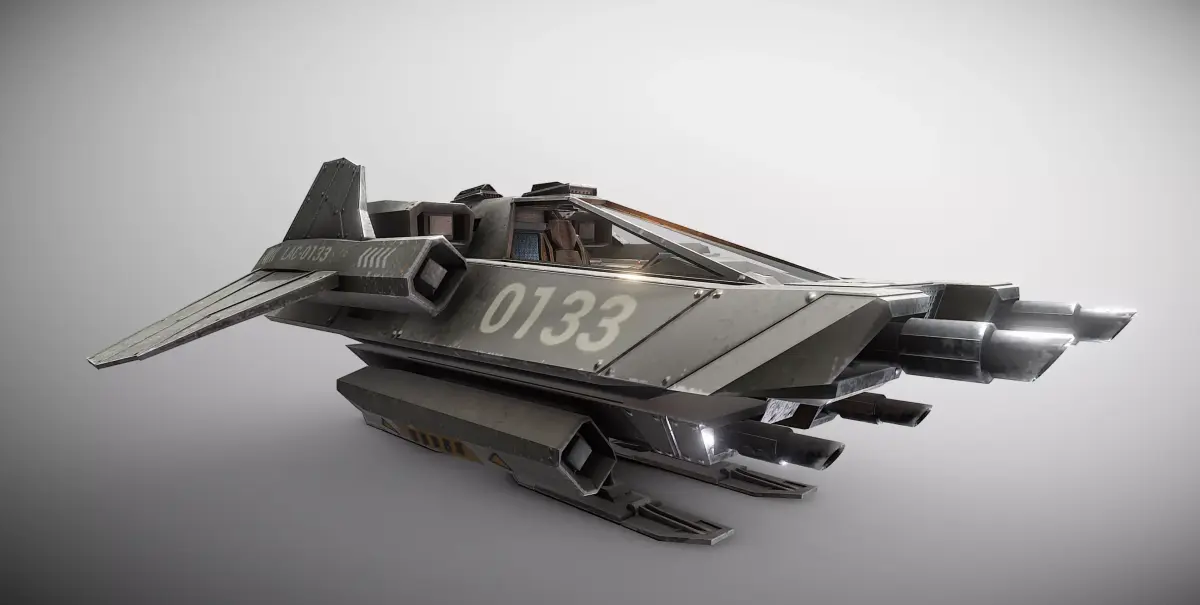 Light Assault Craft Fighter and Cockpit Low-poly 3D model