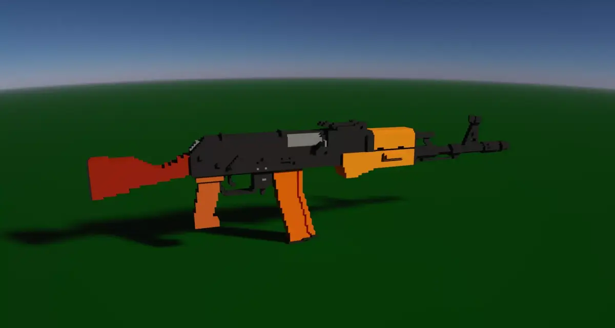 AK74 AK47 Voxel Gun Free low-poly 3D model