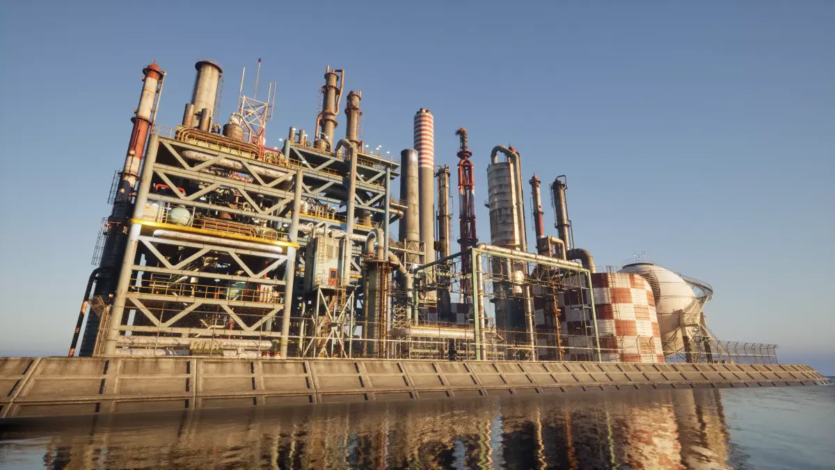 Modular Industrial Refinery in Japan   Low-poly 3D model