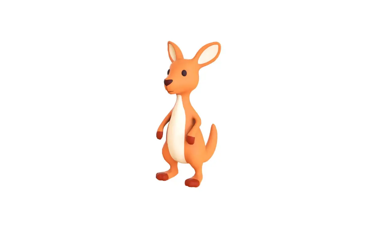 Cartoon Kangaroo Animal 3D Model for Cartoon Characters Low-poly 3D model