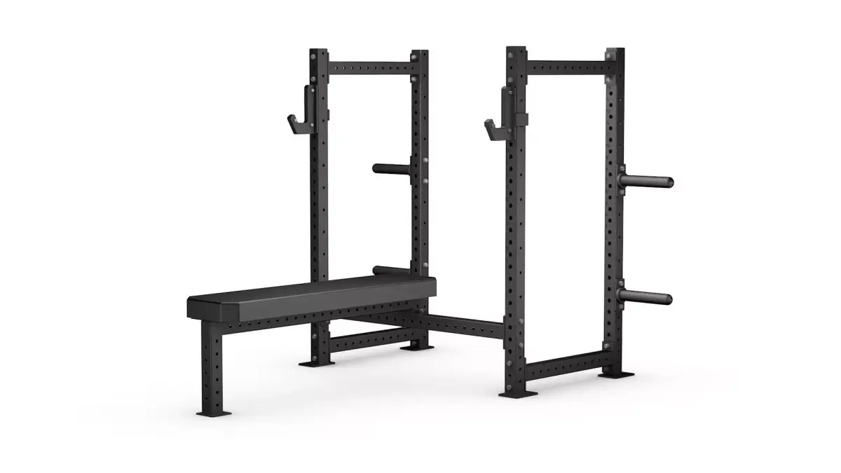 Commercial grade Half rack with an integrated bench Low-poly 3D model