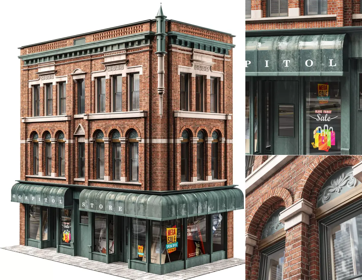 brick building 3D model