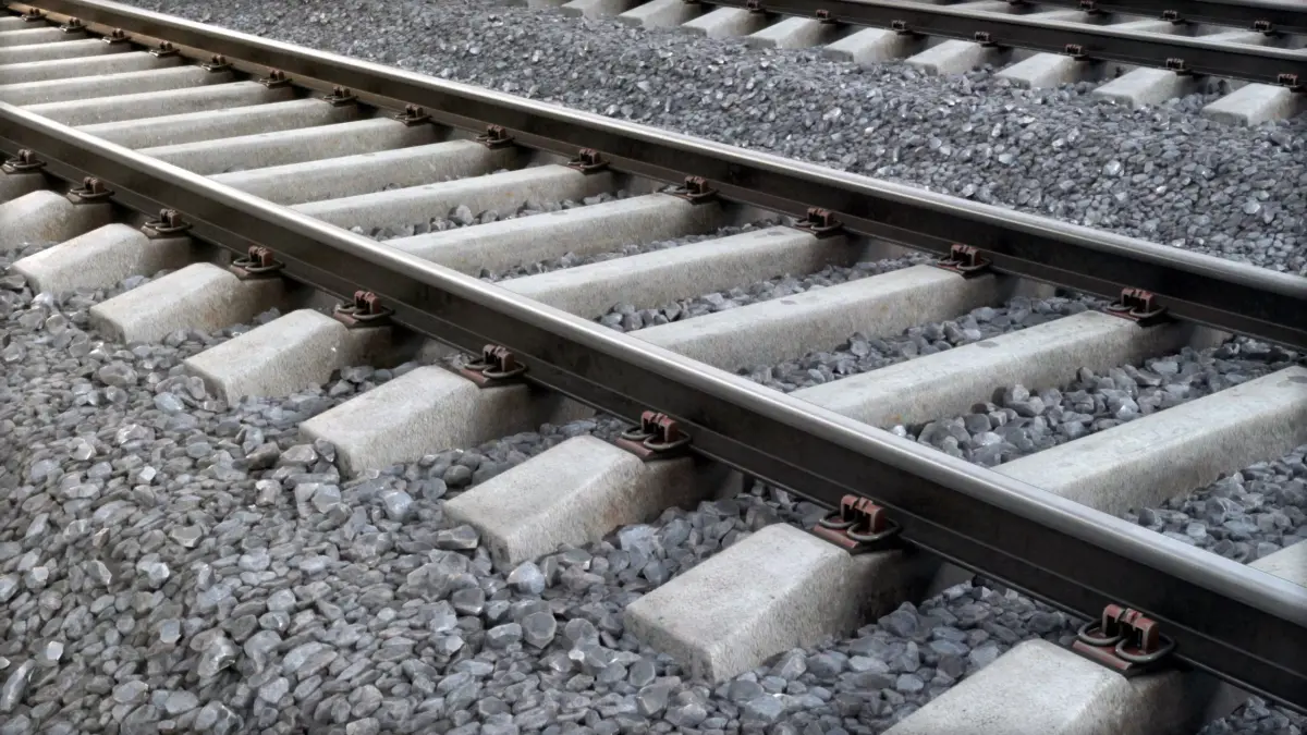 Railway railroad track with stones 3D model