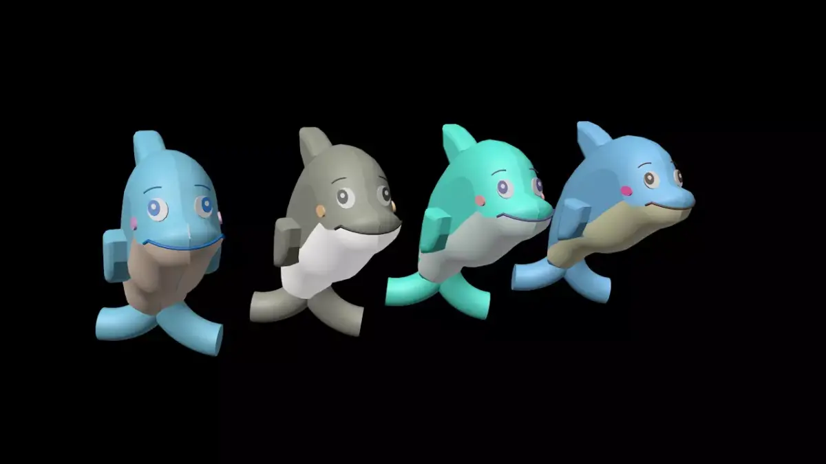 Happy Baby Dolphins Collection - 4 Colorful Characters Low-poly 3D model