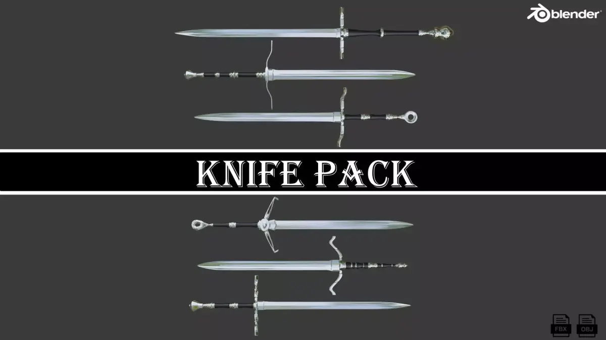 Knife Pack 6 Models Low-poly 3D model