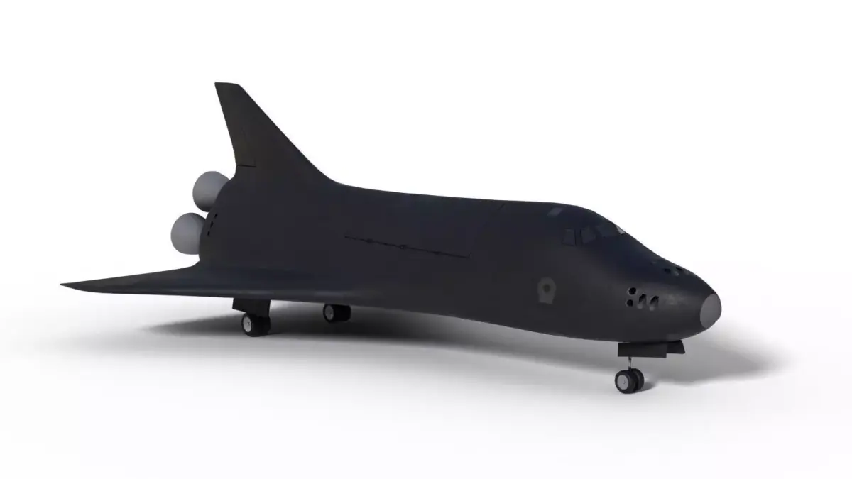 Spaceship Black And Satellite 3D model