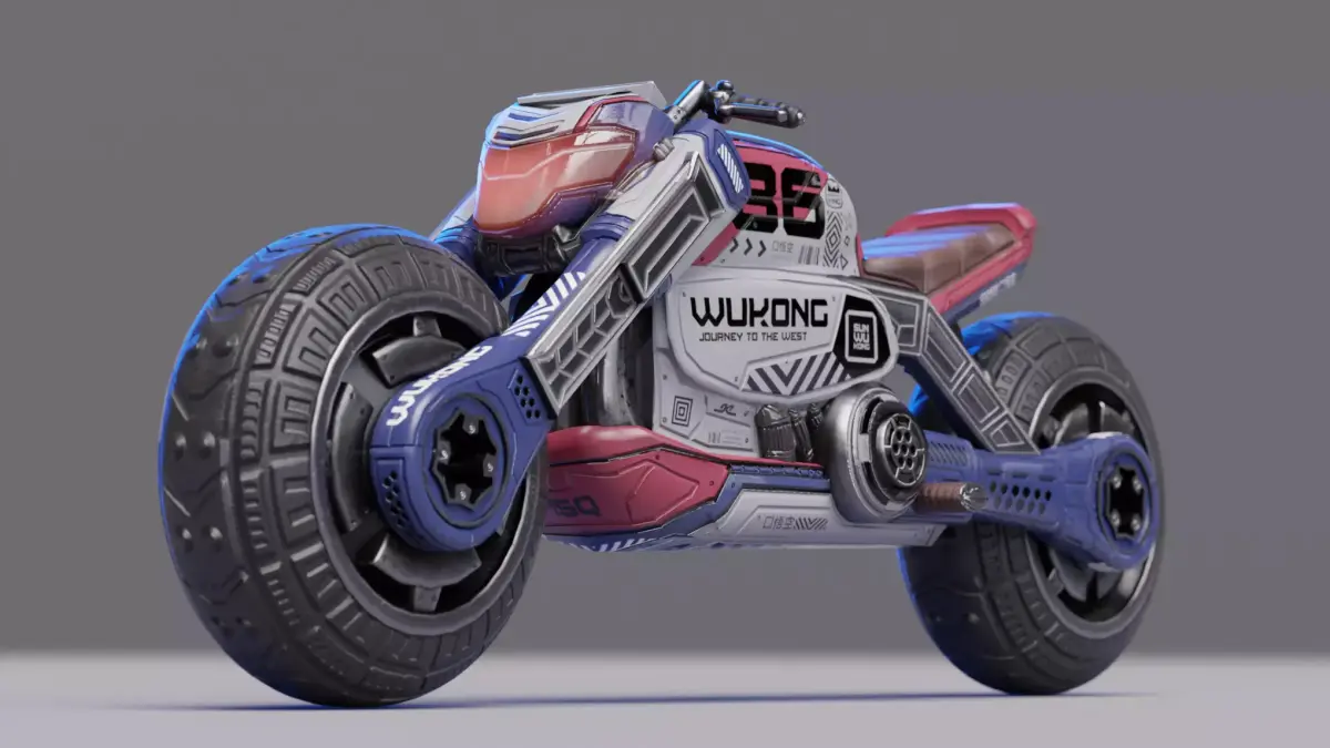 Lowpoly Cyberpunk Motorcycle - Sun Wukong Bike Low-poly 3D model