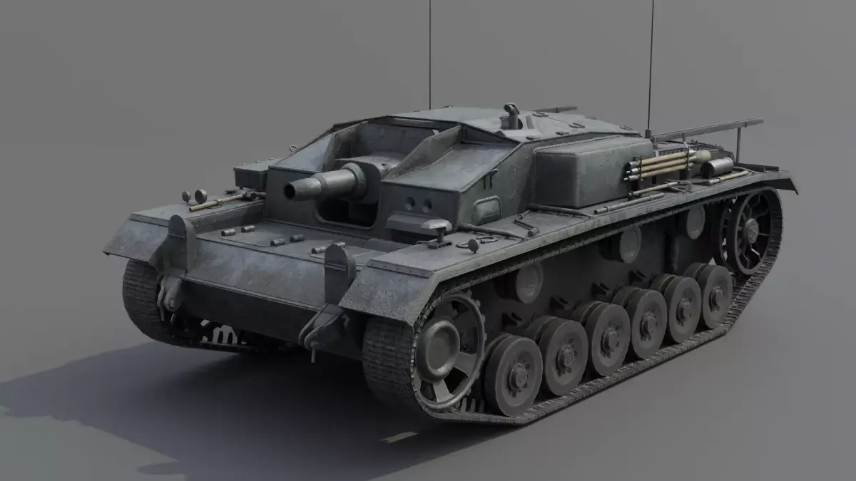 StuG III E Assault Gun Low-poly 3D model