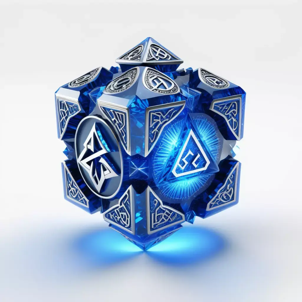 Glowing Rune Crystal Artifact D20 3D model