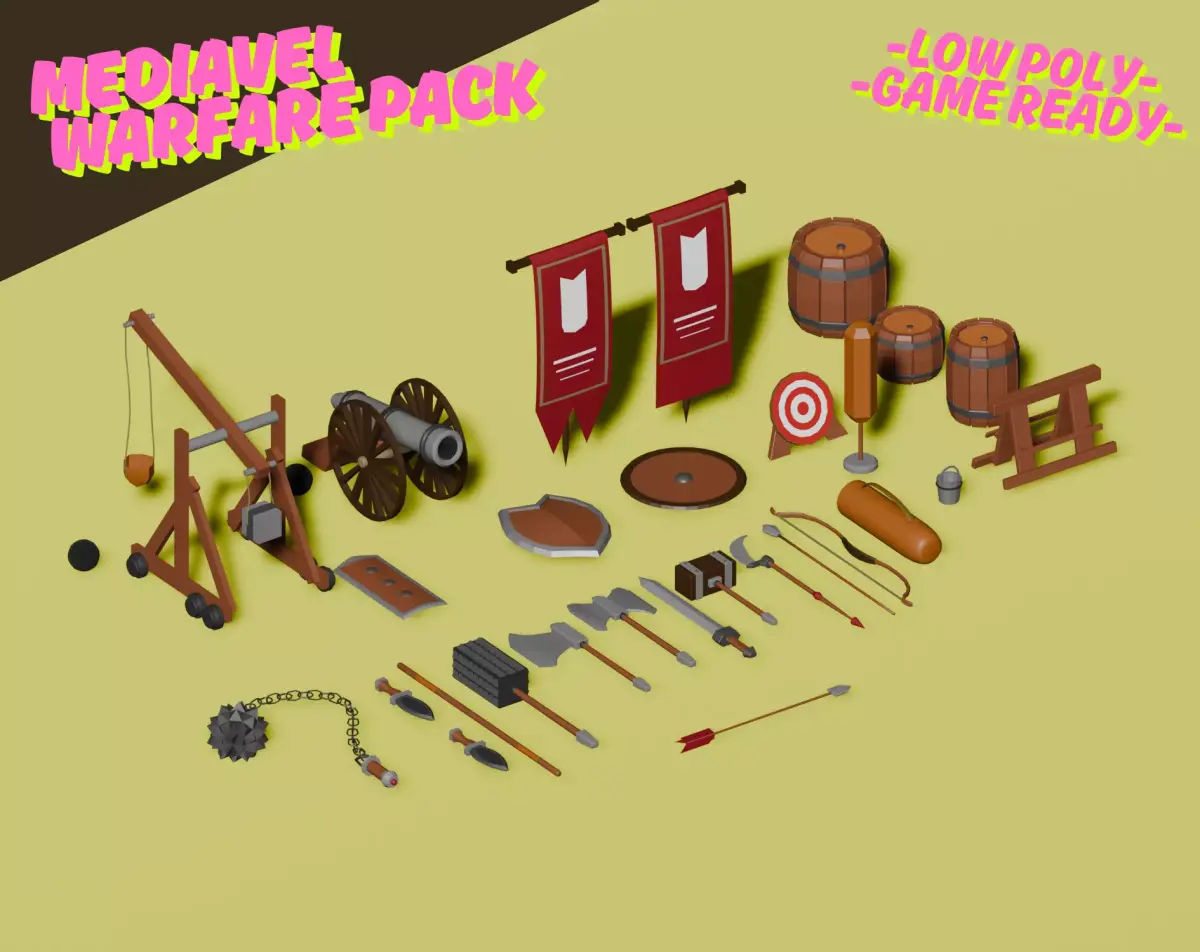 Stylized Warfare Pack Free low-poly 3D model