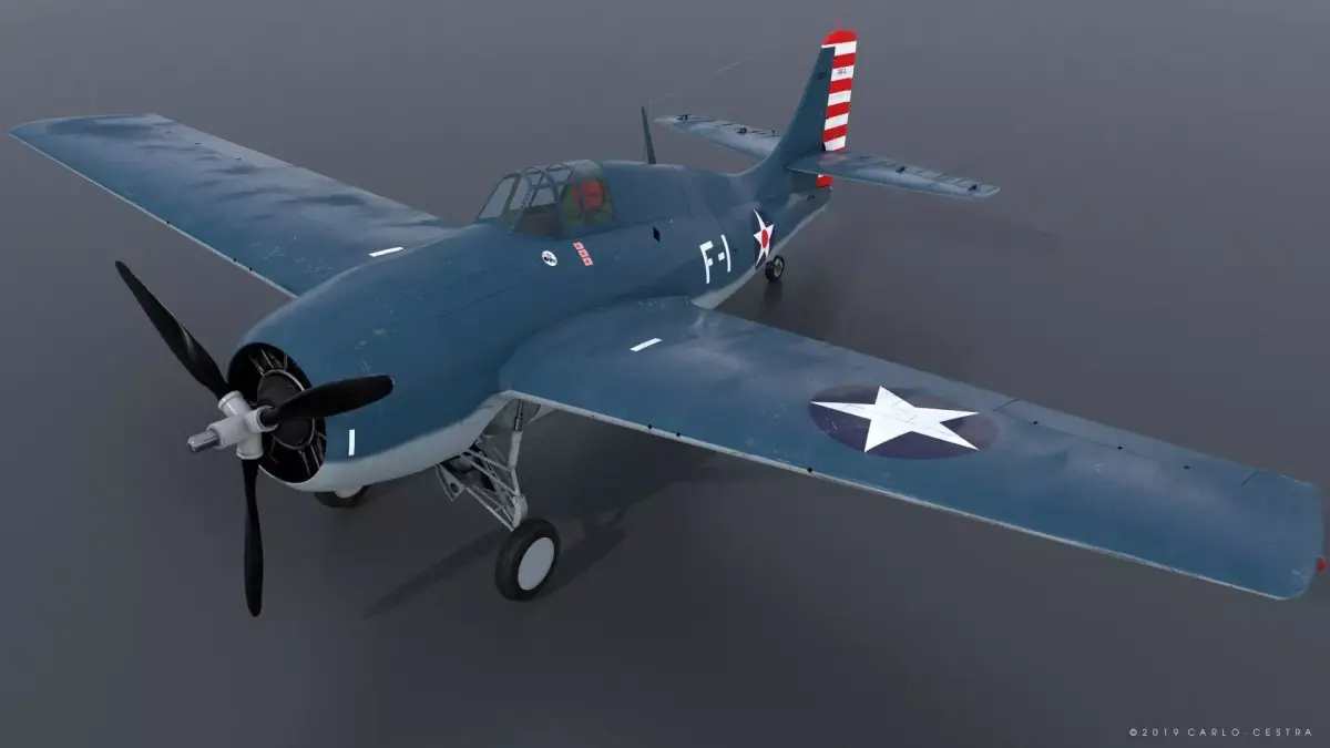 F4F-3 WILDCAT F1 -Felix-  Low-poly 3D model