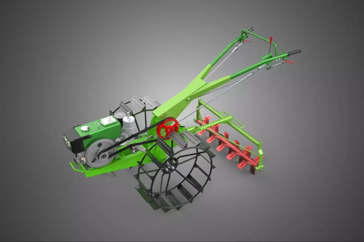 MINI TRACTOR ROTO ROTARY ROTAVATOR DIESEL CULTIVATOR TILLER PLOW 3D model
