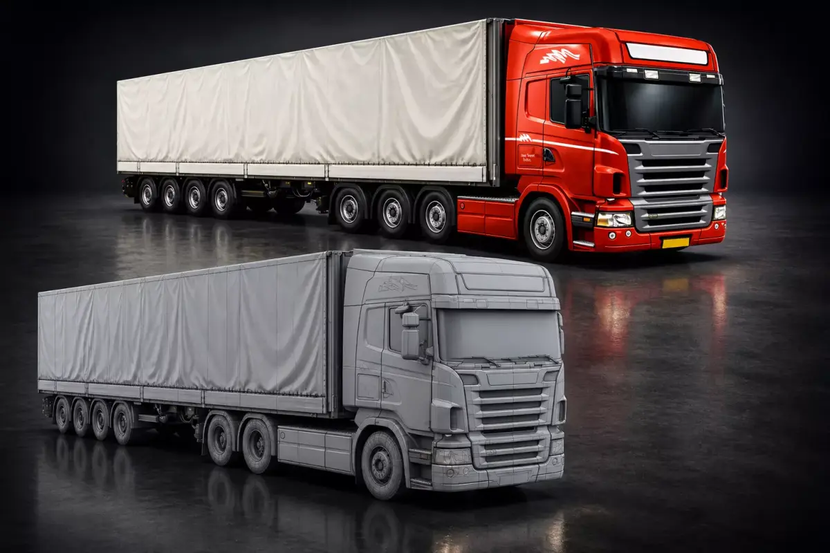 transport truck Heavy  semi  Truck European Cargo Semi Truck 06 3D Model Pack