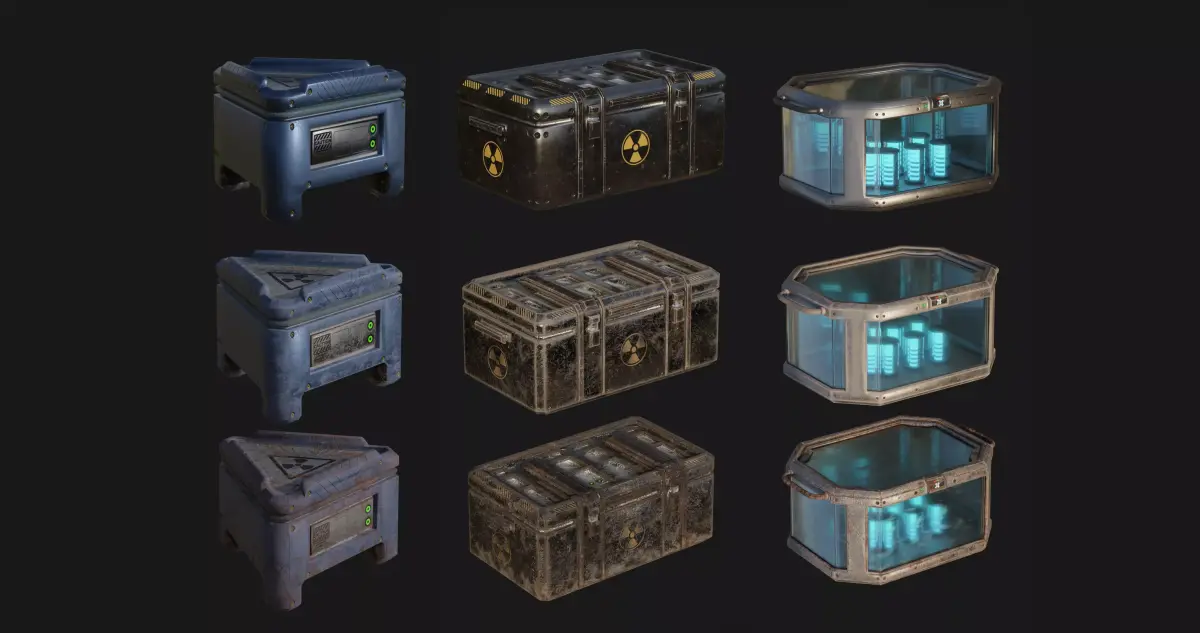 SciFi Crate Pack v1 Low-poly 3D model