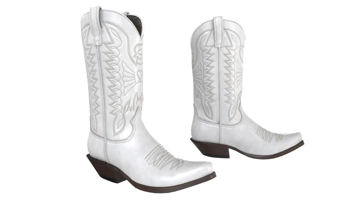 White Western Boots 3D model