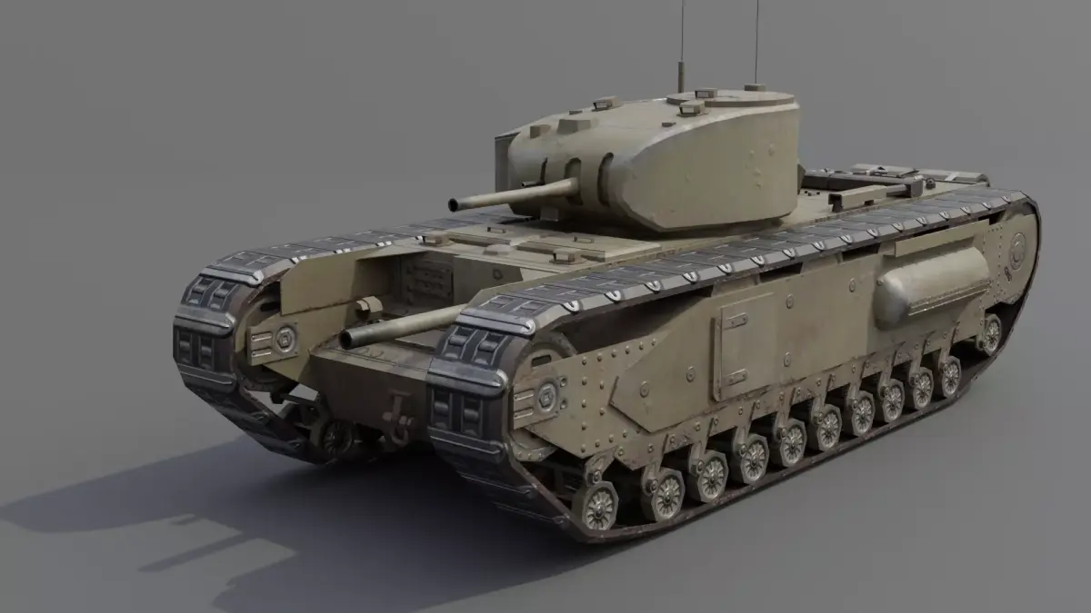 Churchill MK I Infantry Support Heavy Tank Low-poly 3D model