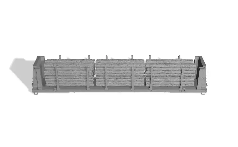 HO Johnstown America 70 Bulkhead Flatcar Pulpwood Log Load 3D print model