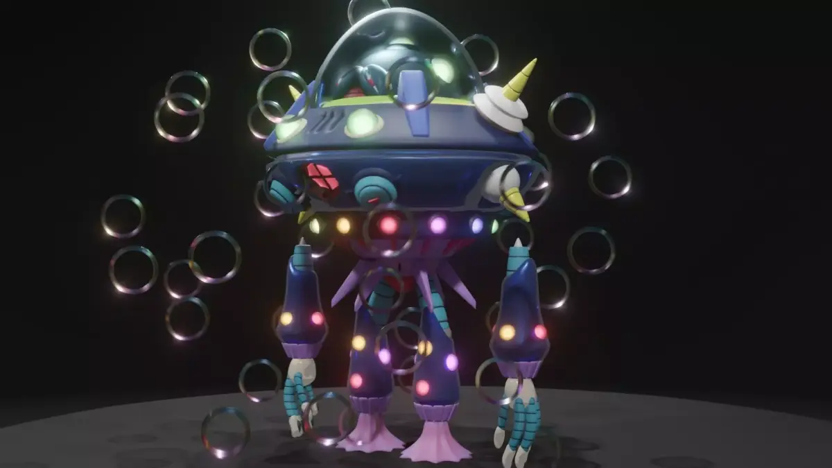 Gigabolt-Man-O-War spaceship with lights 3D model