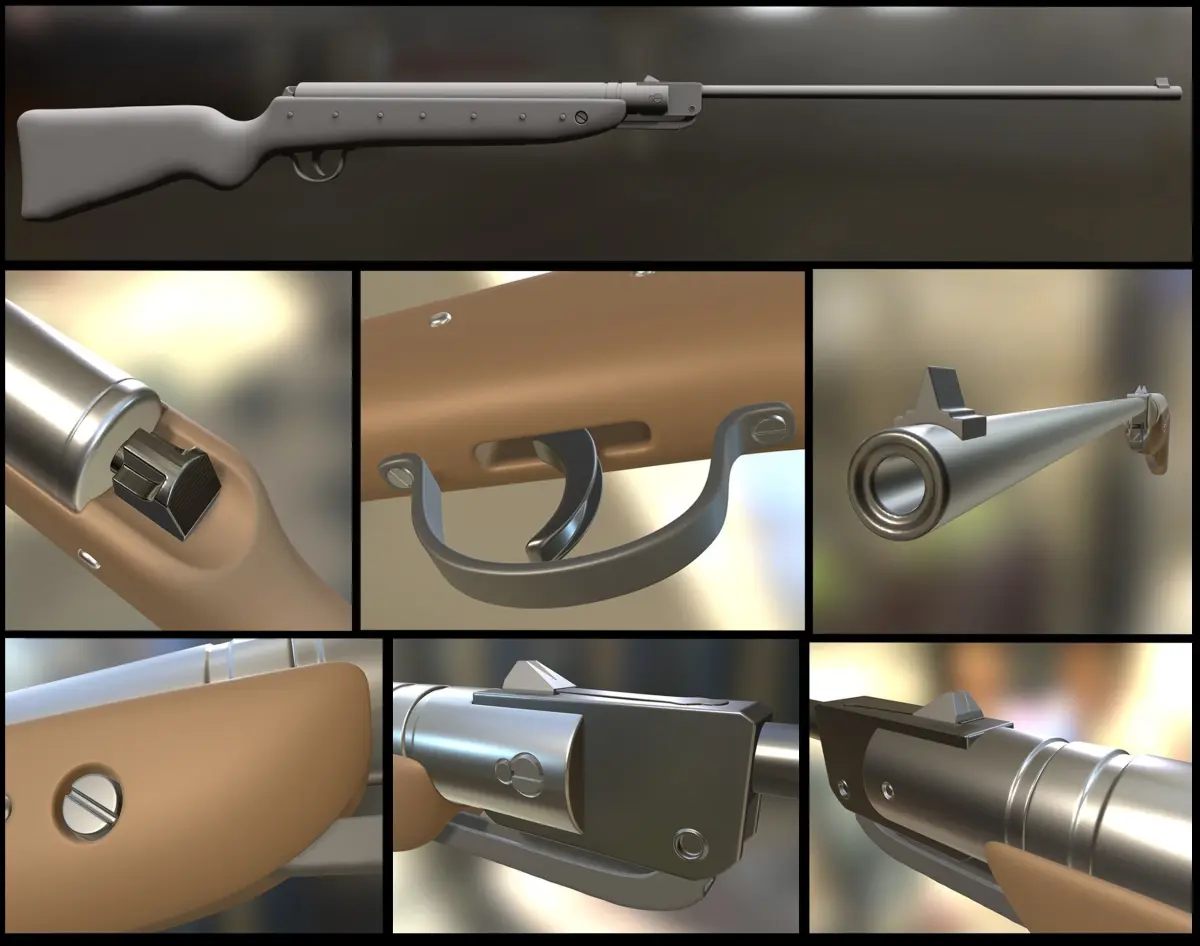Airgun Haenel Model III-56 Knicker High Poly 3D model