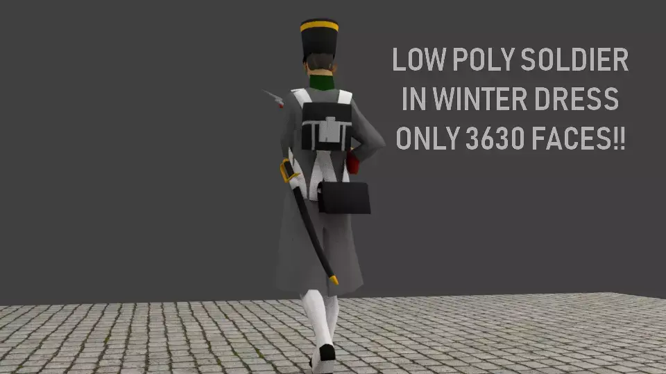 Napoleonic soldier with Winter Coat Low-poly 3D model