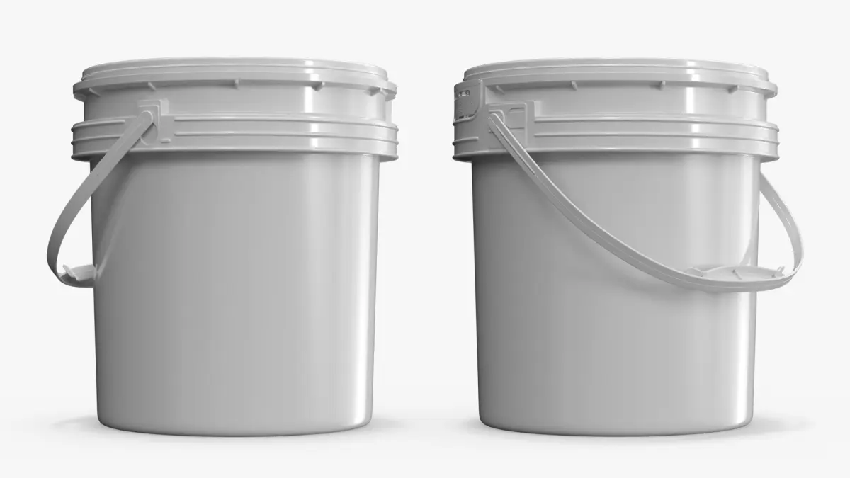 Industrial Polypropylene Pail with Snap on Lid 3D model
