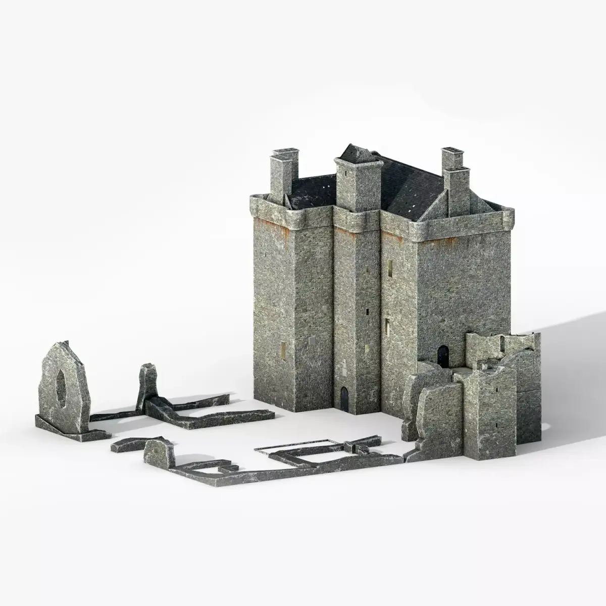 Balvaird Castle Low-poly 3D model