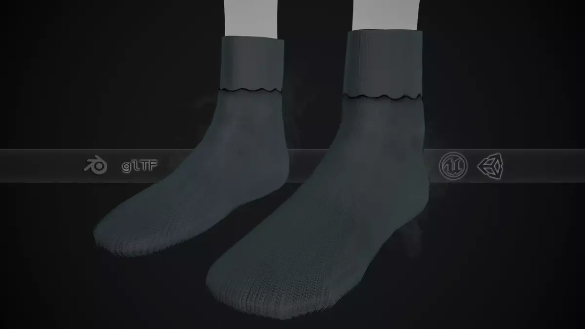 Black Socks Style 1 Low-poly 3D model
