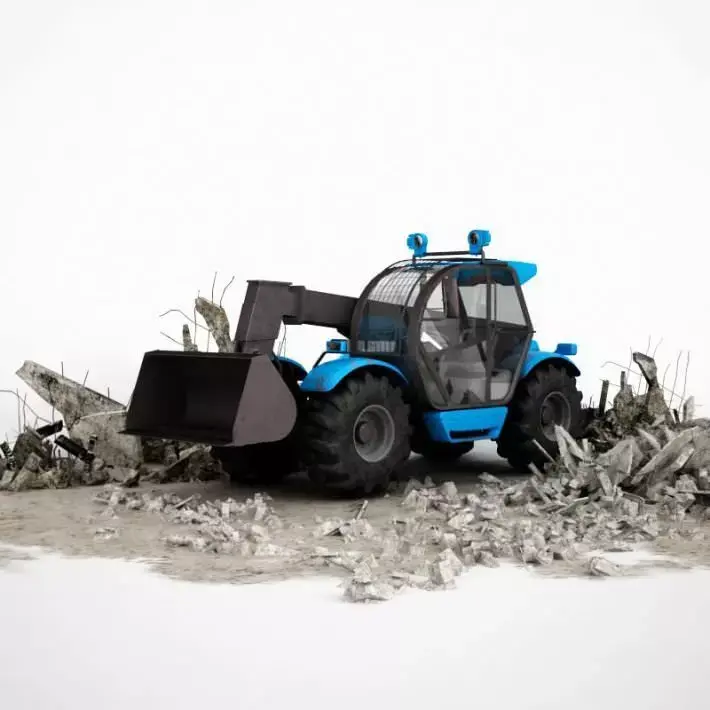 Blue Industrial Earth Mover Excavator 3D model