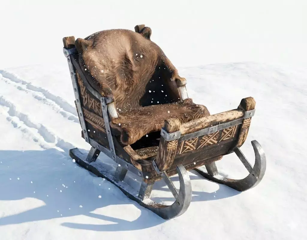 Nordic Chieftain Sleigh 3D Model Low-poly 3D model