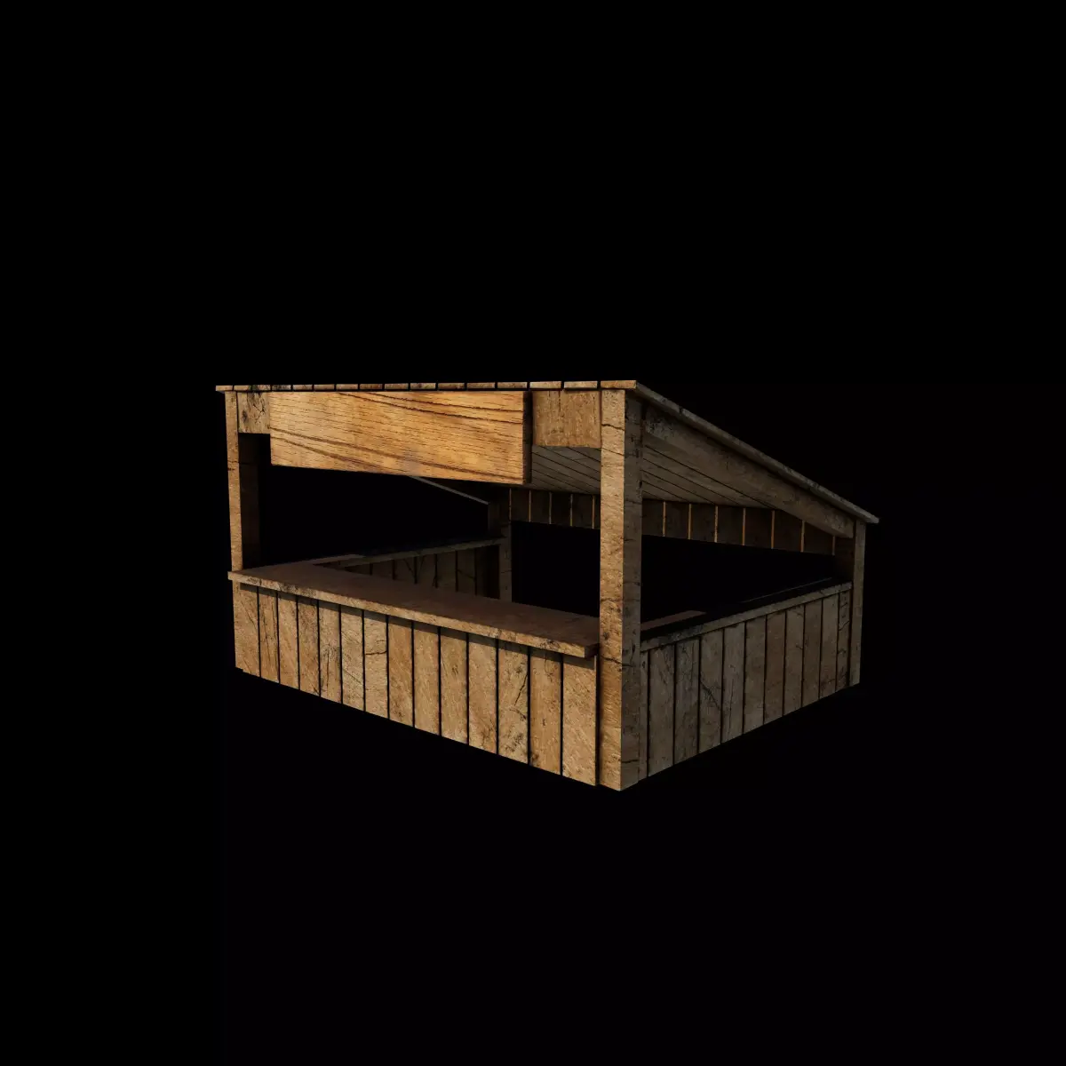 wooden store 3D model