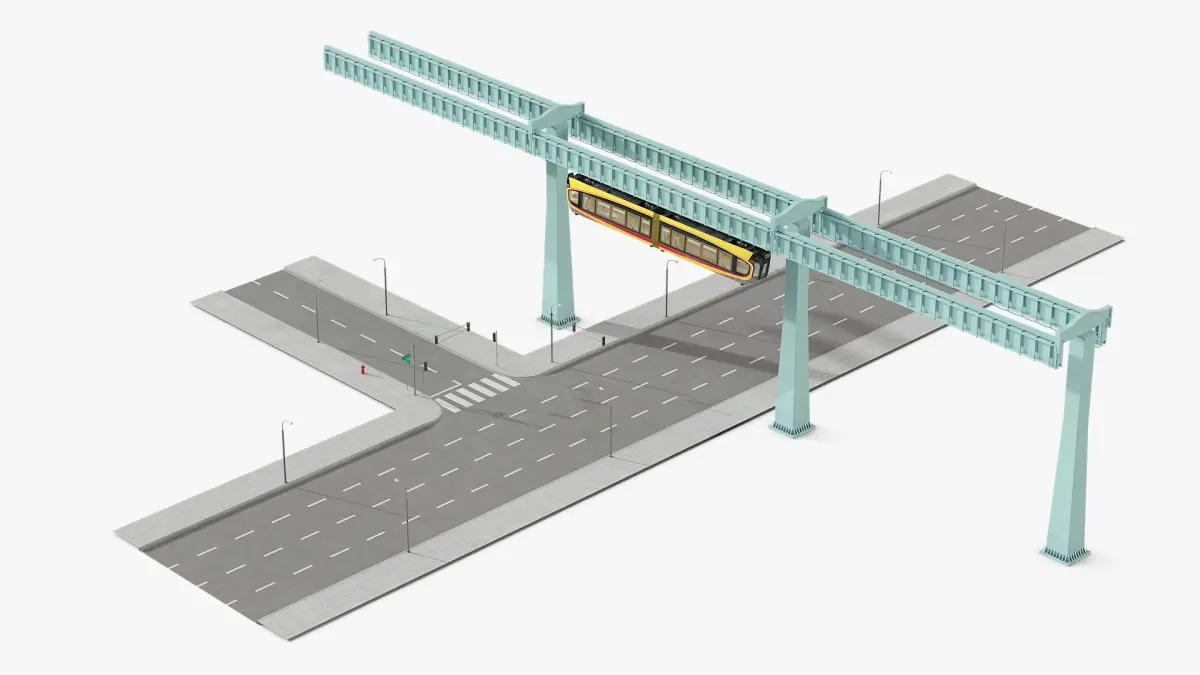 Urban Suspended Monorail and Highway  purchase 3D model