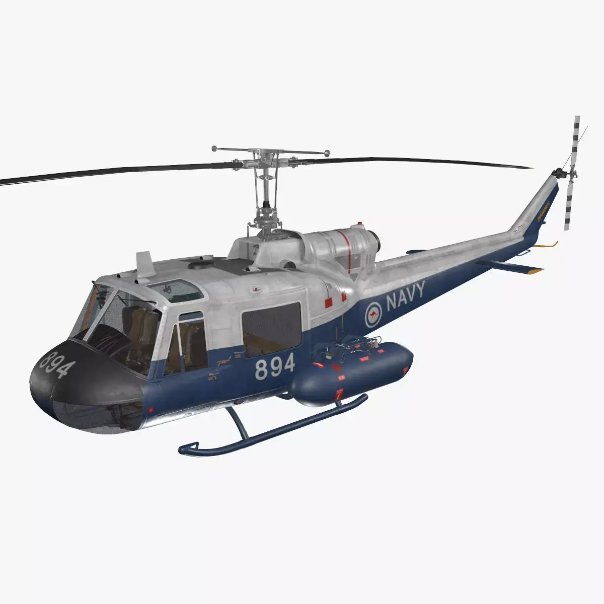 Bell UH-1B Australian Navy Complex Animation Low-poly 3D model