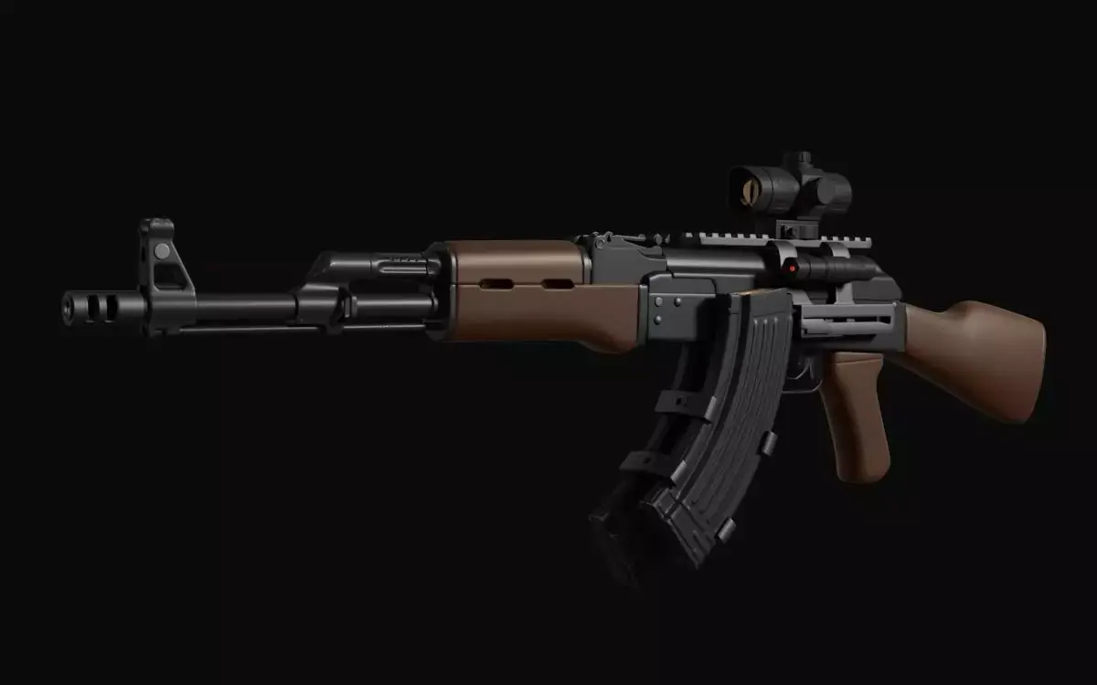 AK-47 assault rifle with scope 3D model
