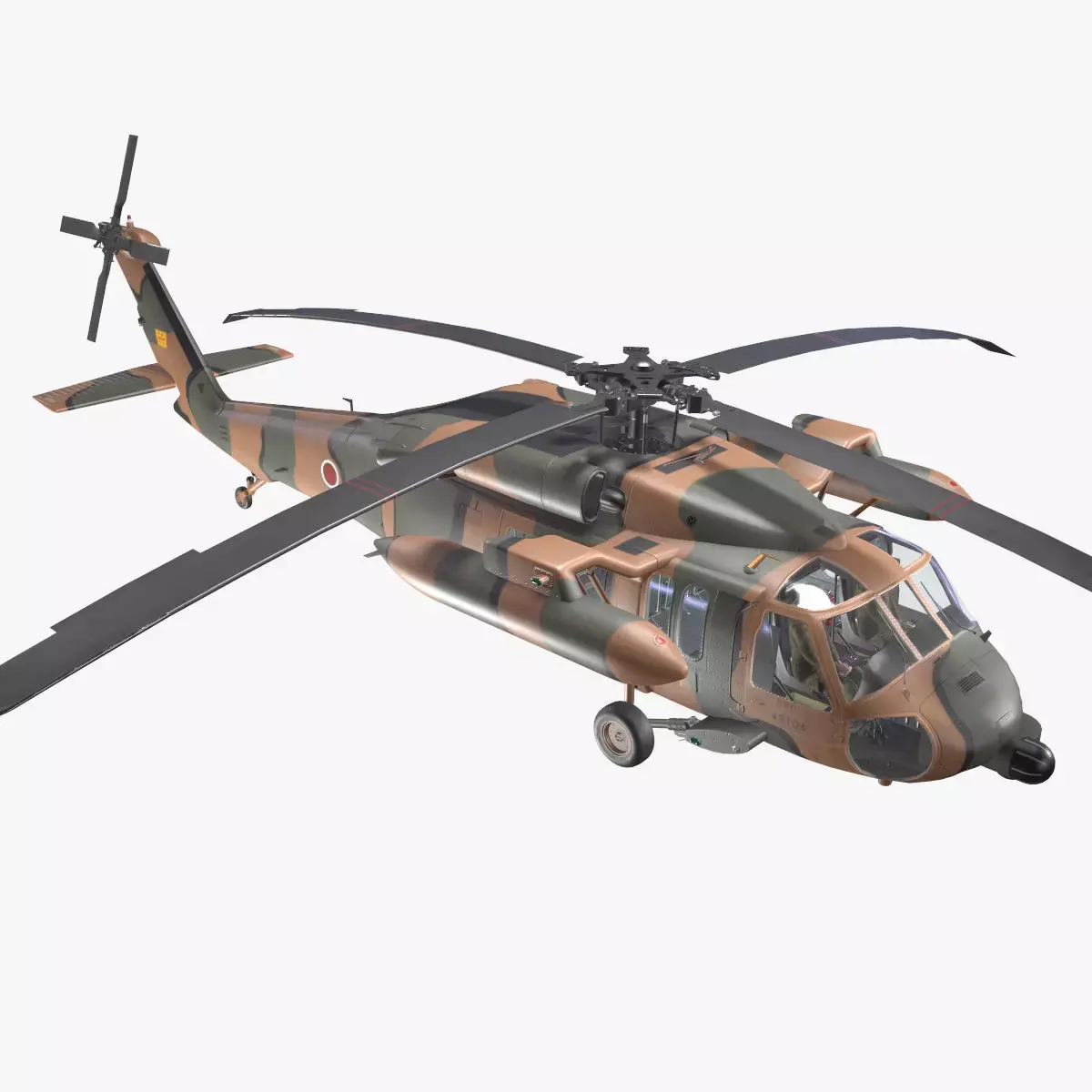  UH-60JA Black Hawk Japan Basic Animation Low-poly 3D model