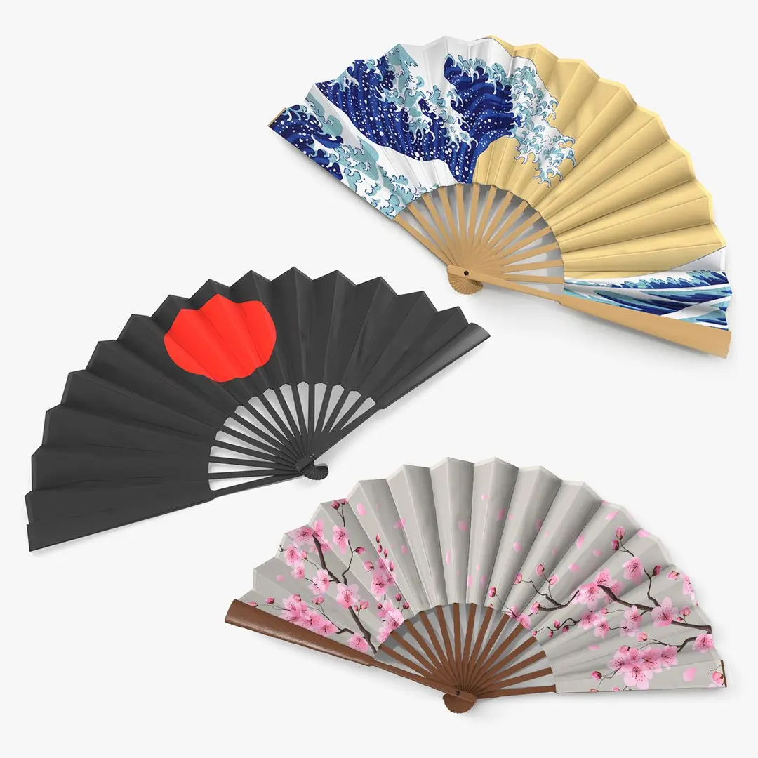 Japanese Folding Fans Collection 3D model