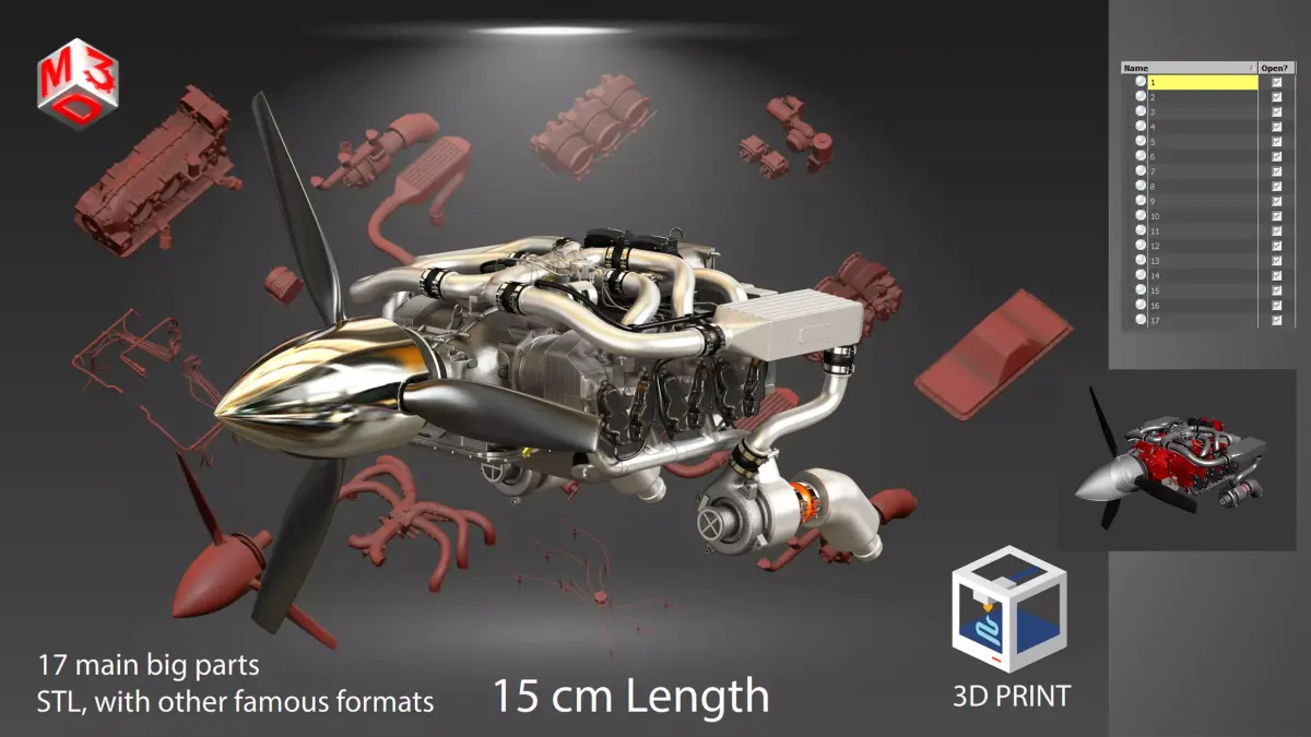 Continental IO 550 engine - Ready for 3d Print - Special Edition 3D print model