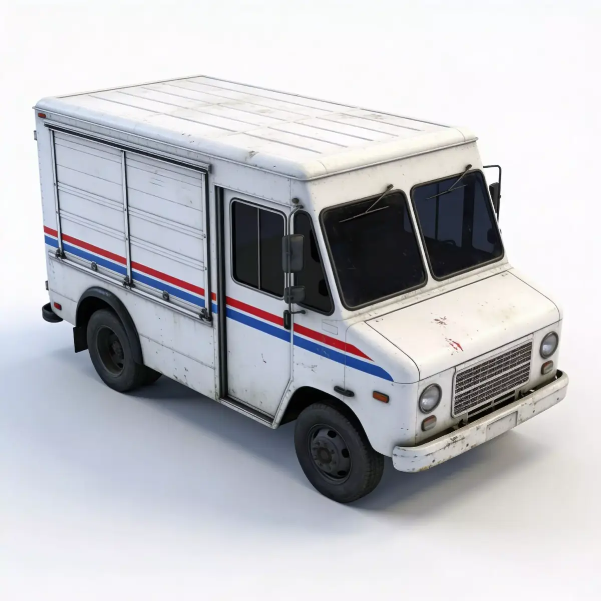 Realistic Postal Mail Truck 3D Model  Low-poly 3D model