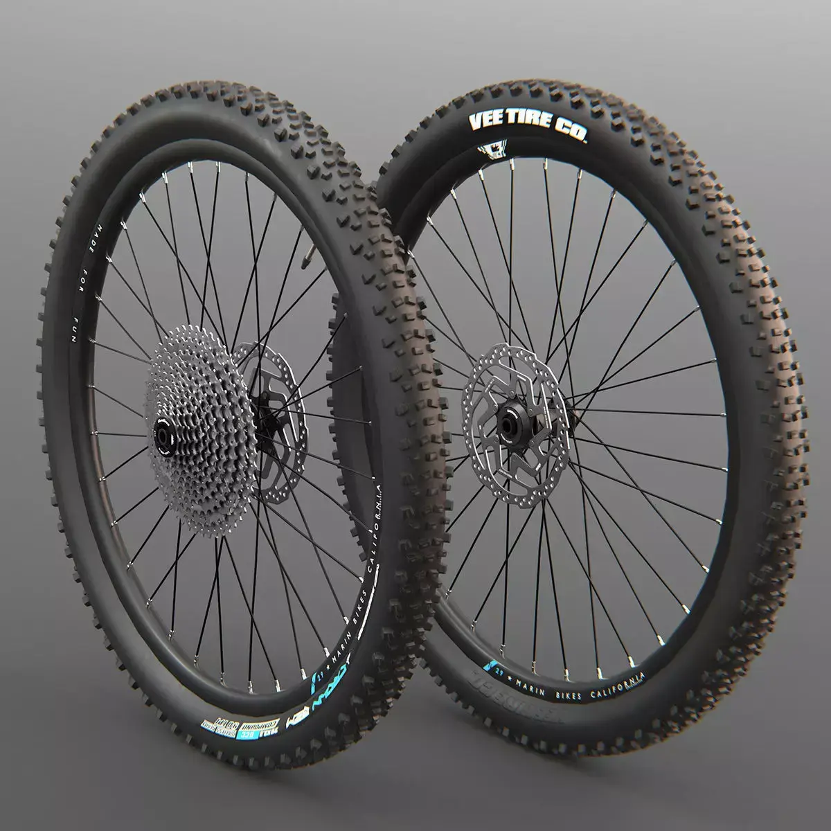 MTB Wheels   Low-poly 3D model