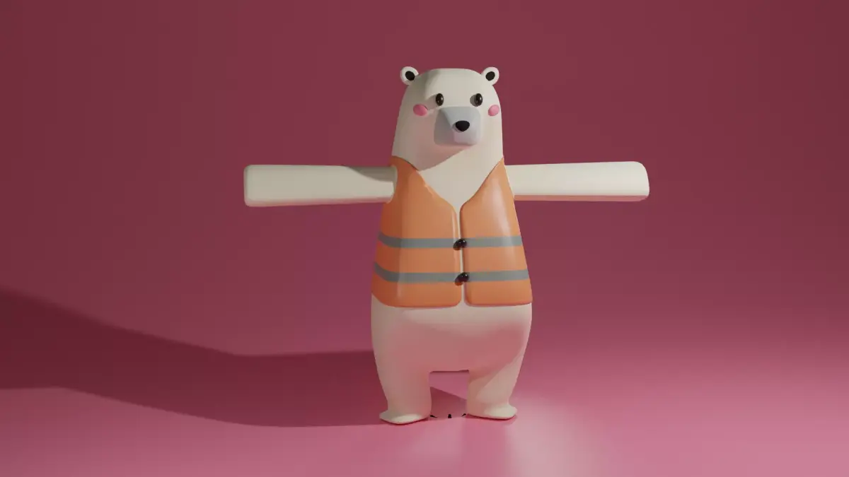 Low Poly Polar Bear with a life jacket Low-poly 3D model