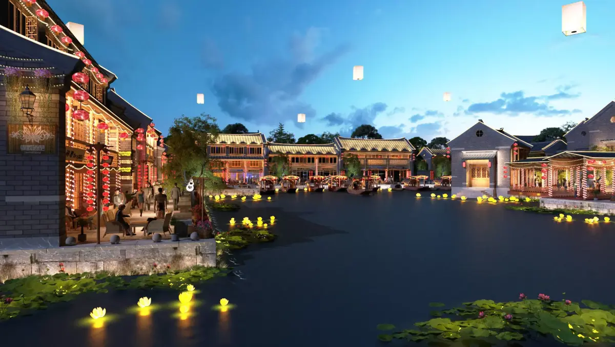 town Chinese style commercial residential buildings 3D model purchase