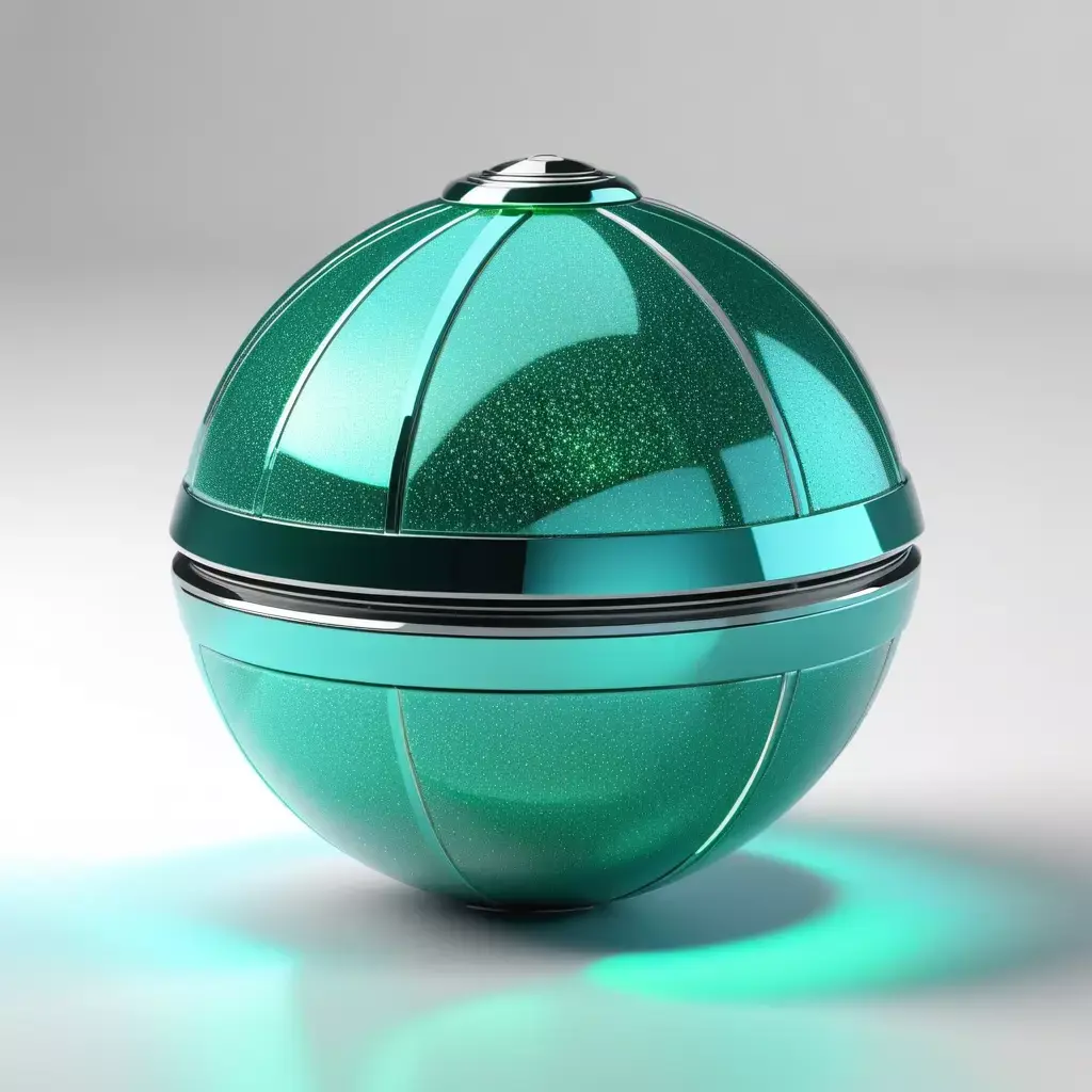Futuristic Teal Metallic Glitter Orb 3D model