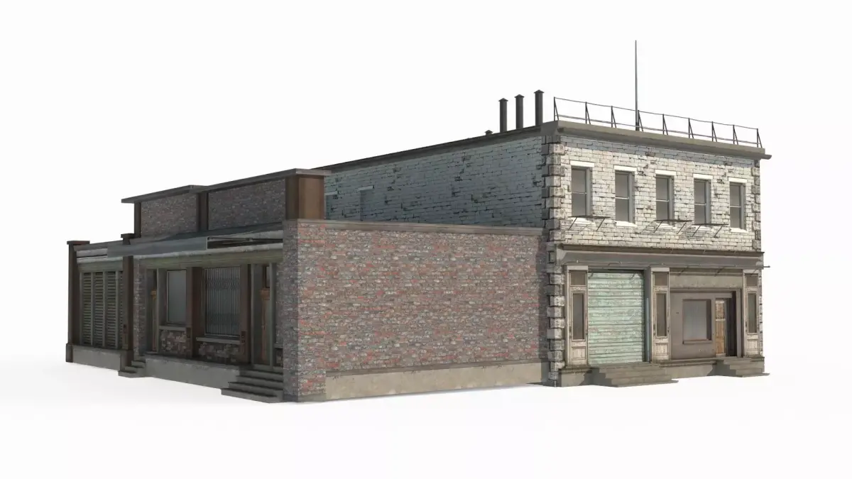 20th century architecture housing and shops 3D model