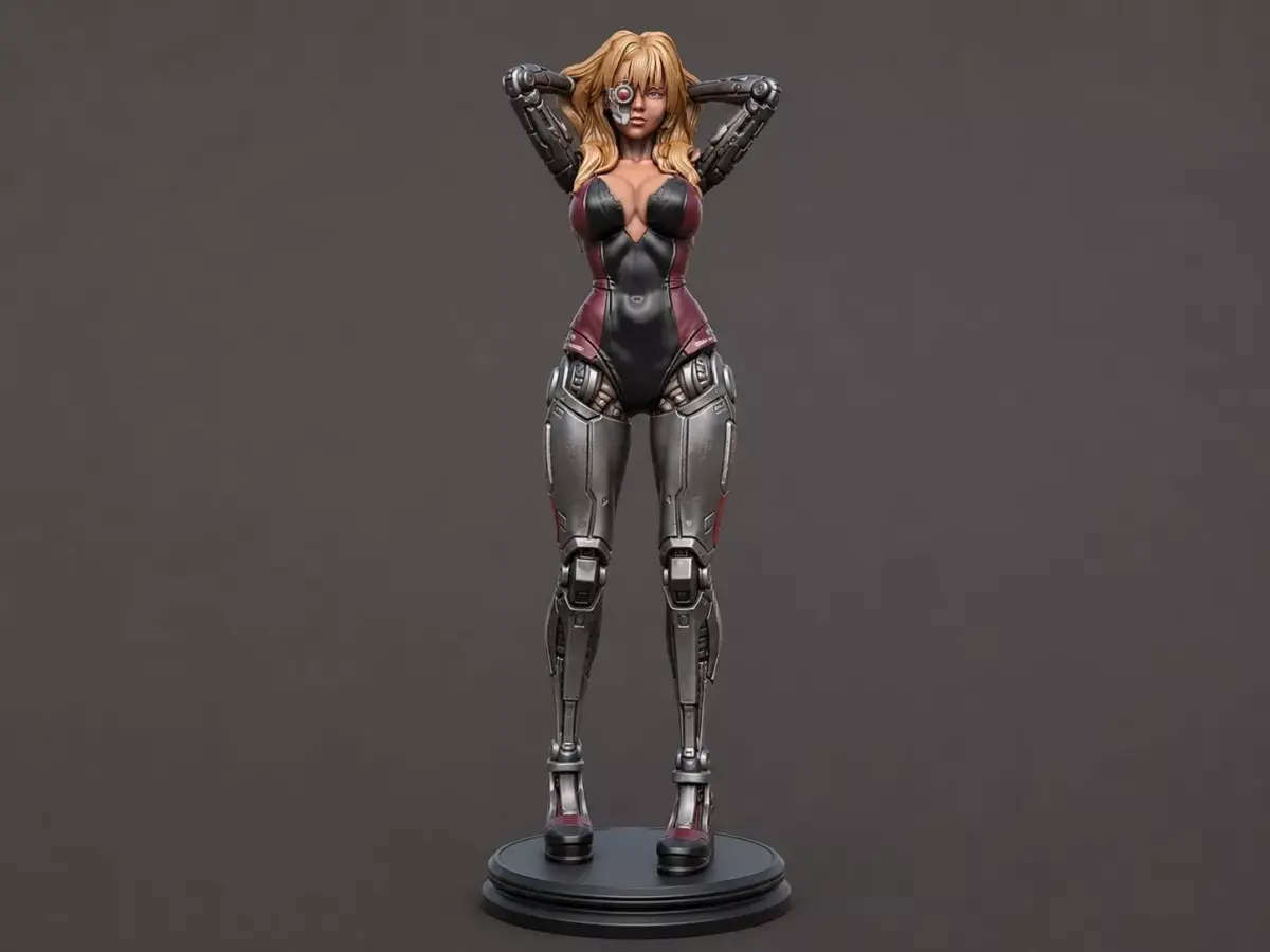 Scarlet Circuit  Cyberpunk Android Girl 3D print model