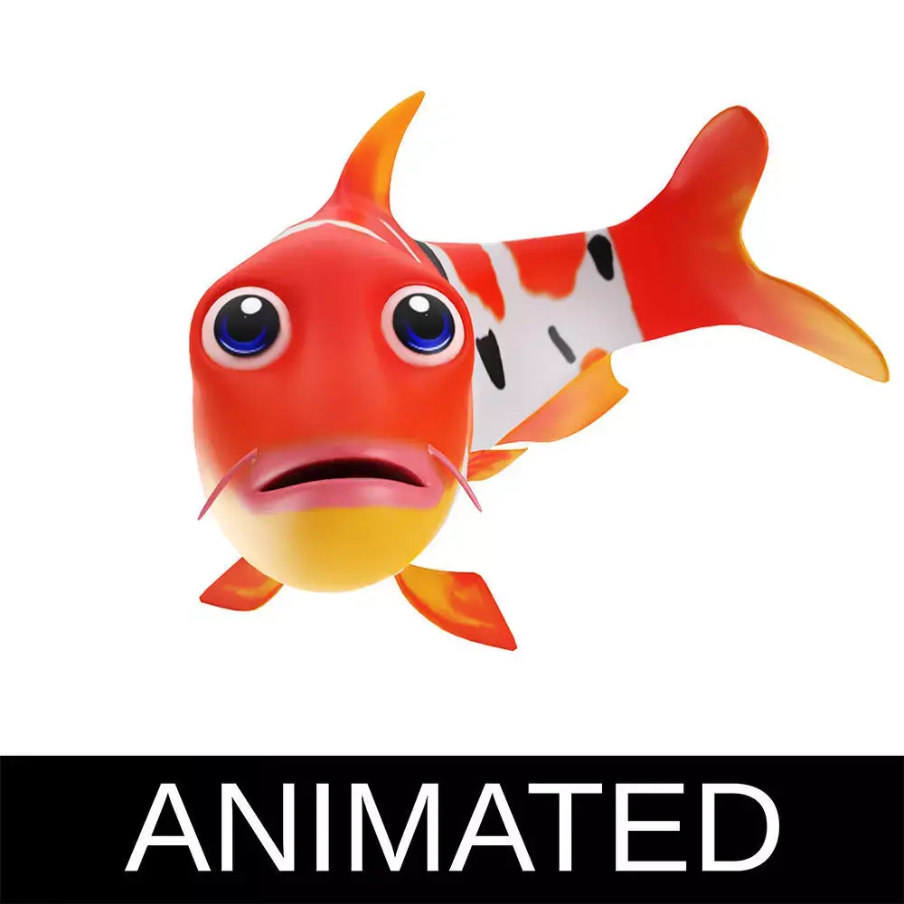 Koi fish animated Low-poly 3D model